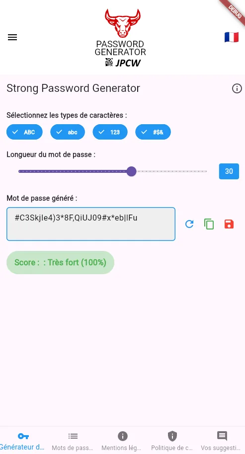 Générateur de mot de passe sécurisé Android