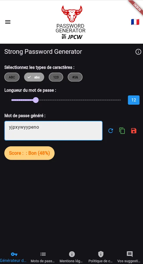 Liste sécurisée des mots de passe enregistrés