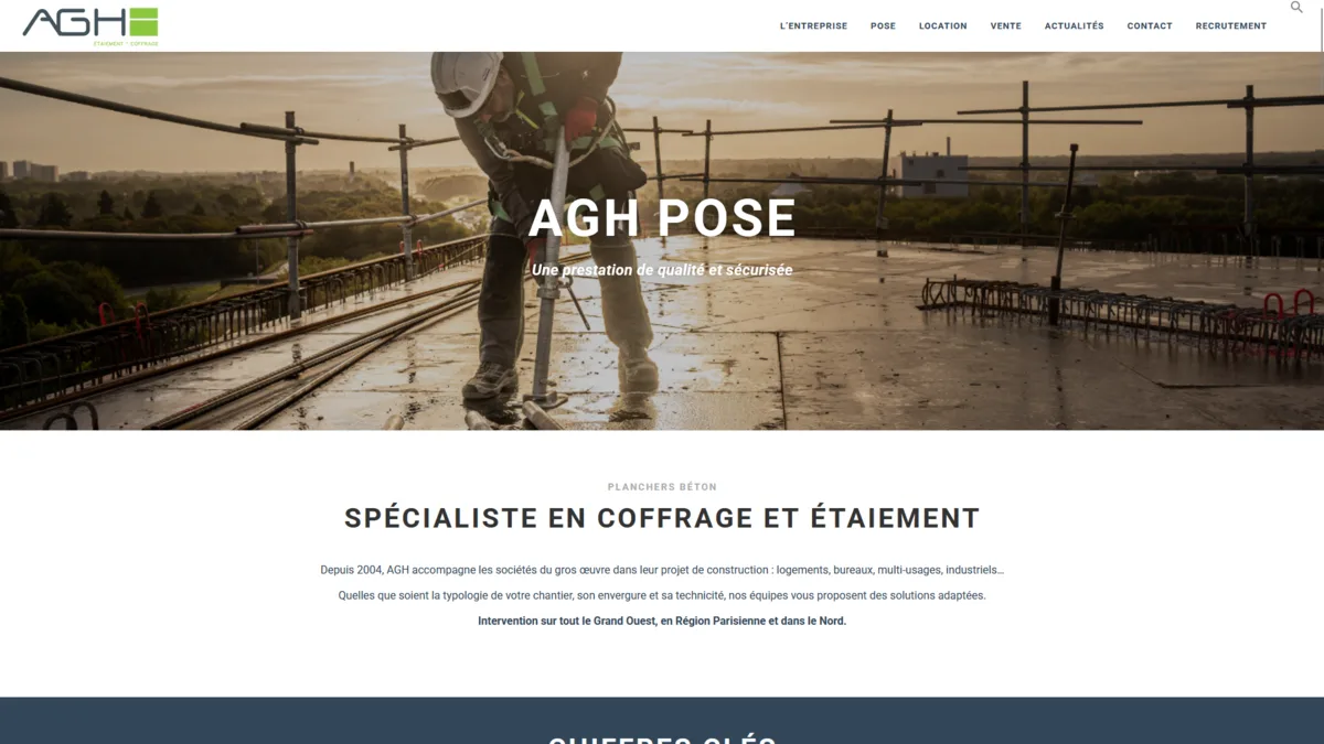Développement WordPress professionnel AGH Coffrage par JPCW