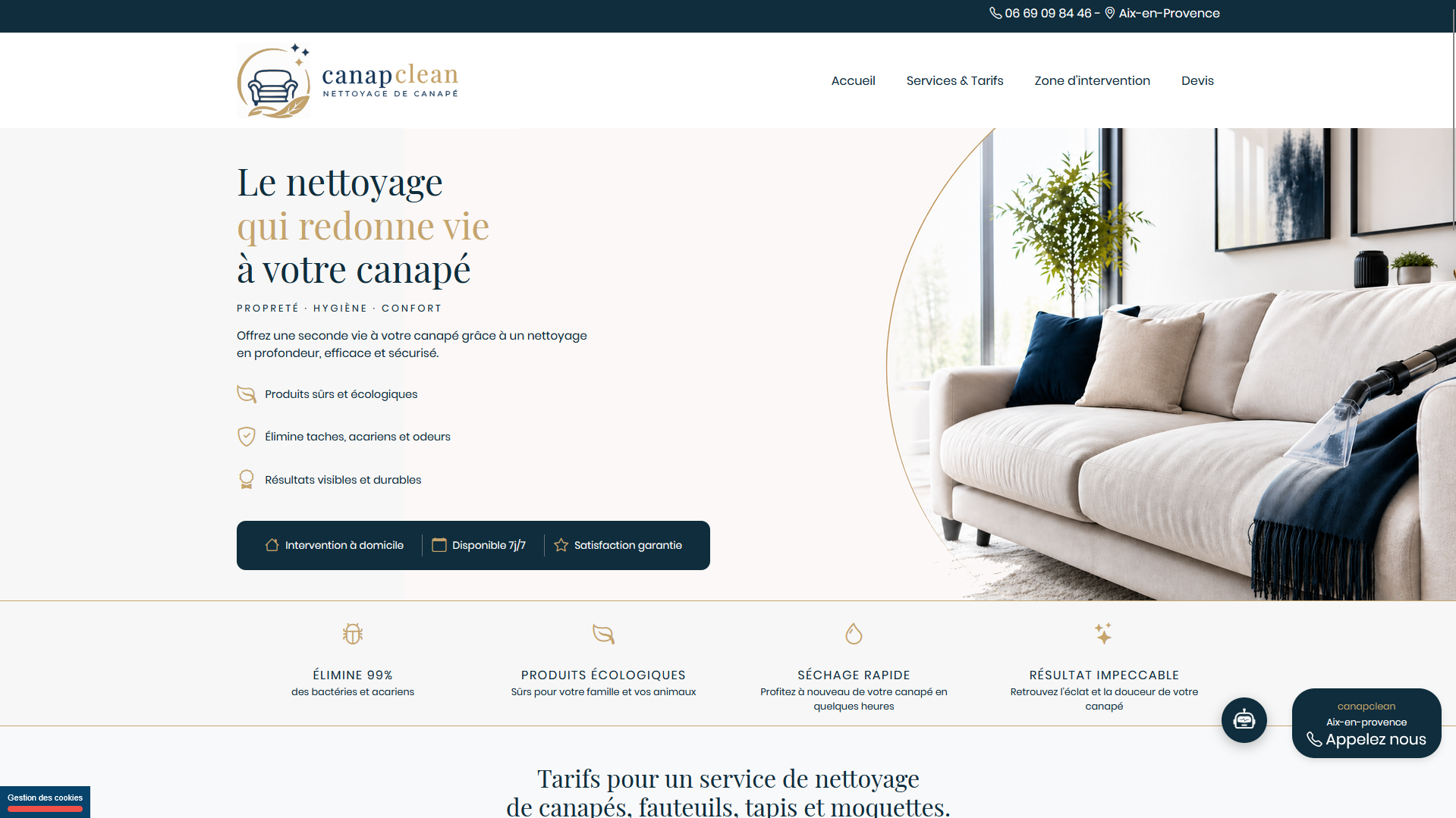 Développement WordPress professionnel canapclean par JPCW
